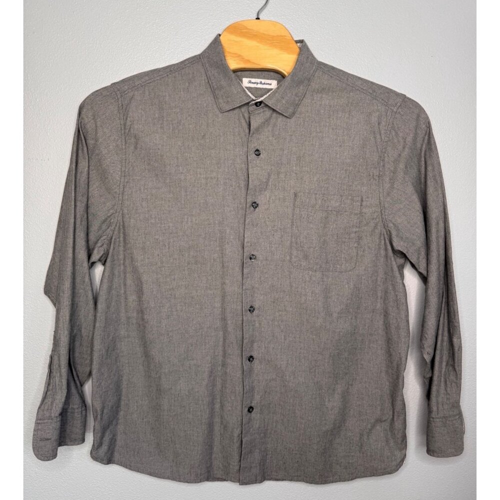 Tommy Bahama Mens XL Casual Gray Long Sleeve Button-Up Shirt Flip Cuff